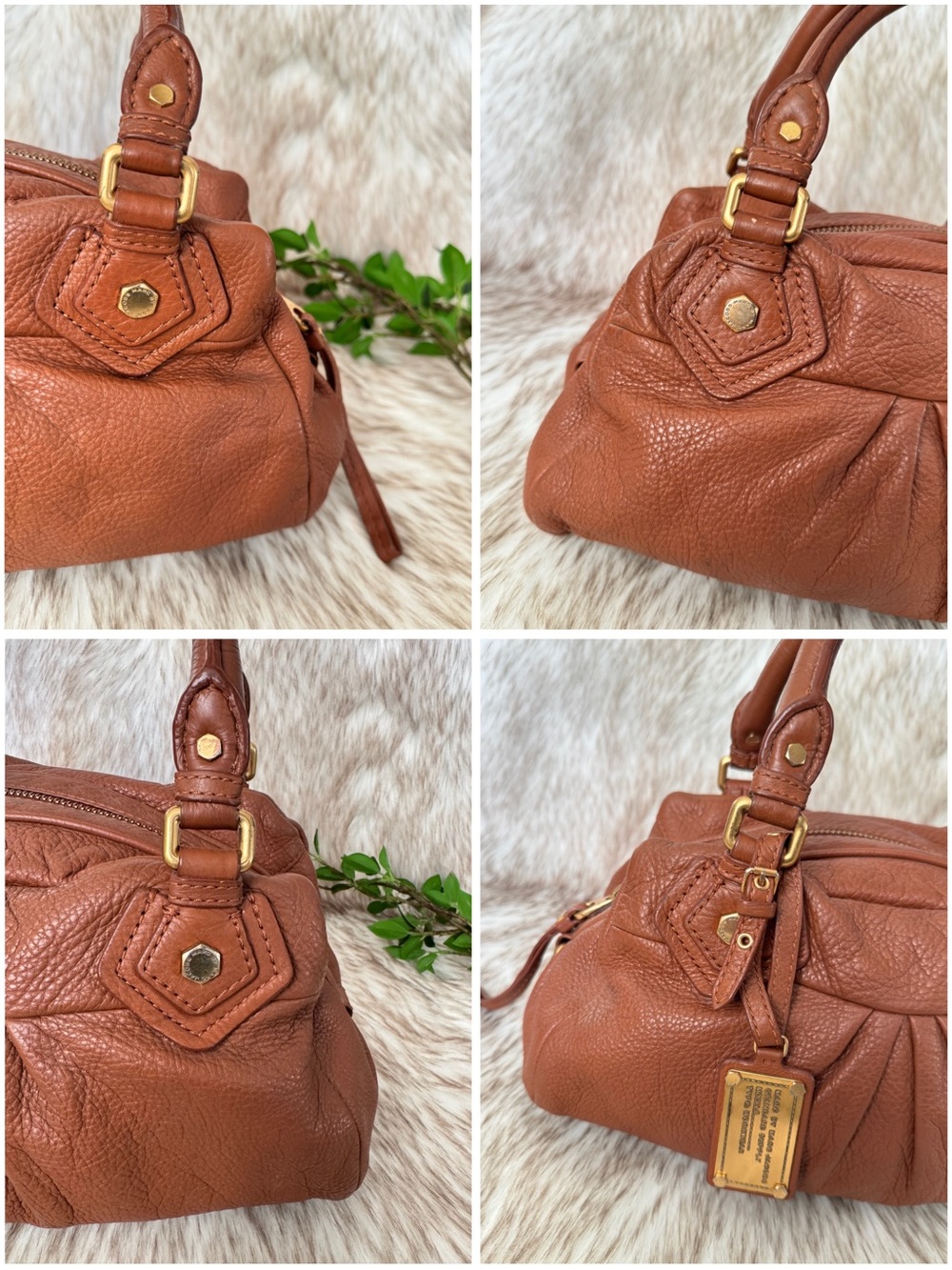 Marc Jacobs Cognac Leather Satchel with Gold Hardware - Picture 4 of 12